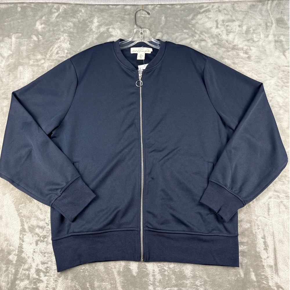 LOGG Label of Graded Goods Navy Blue Full Zip Bomber Jacket Mens L PN04769405